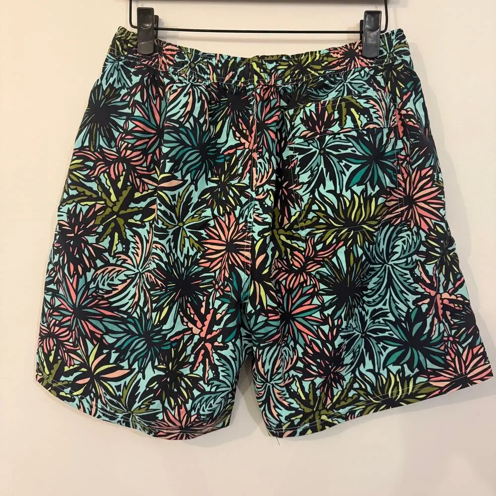Saxx Go Coastal 2N1 Volley Swim Trunks Mens L Tropical Palm Print Lined